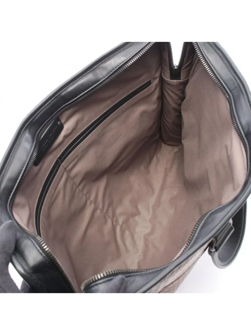 Bottega Veneta Briefcase Intrecciato 2-Way Brown Black Leather